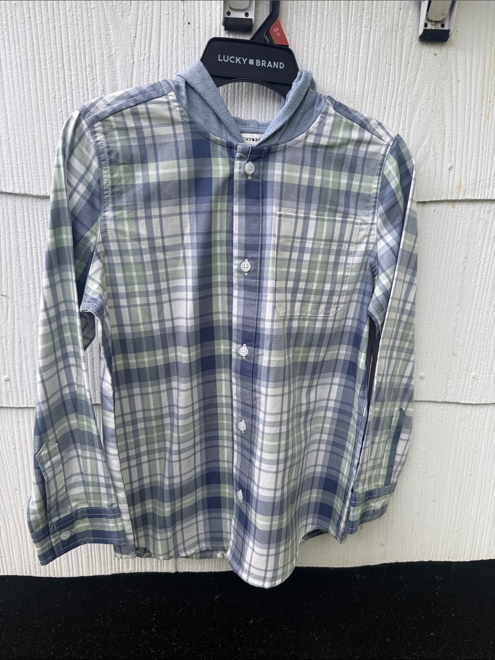 Lucky Brand boys Blue & Green Plaid Button-Up Shirt